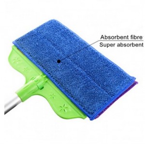 Flat Aluminum Telescopic Pole Microfiber Broom Mop Head Floor Mop